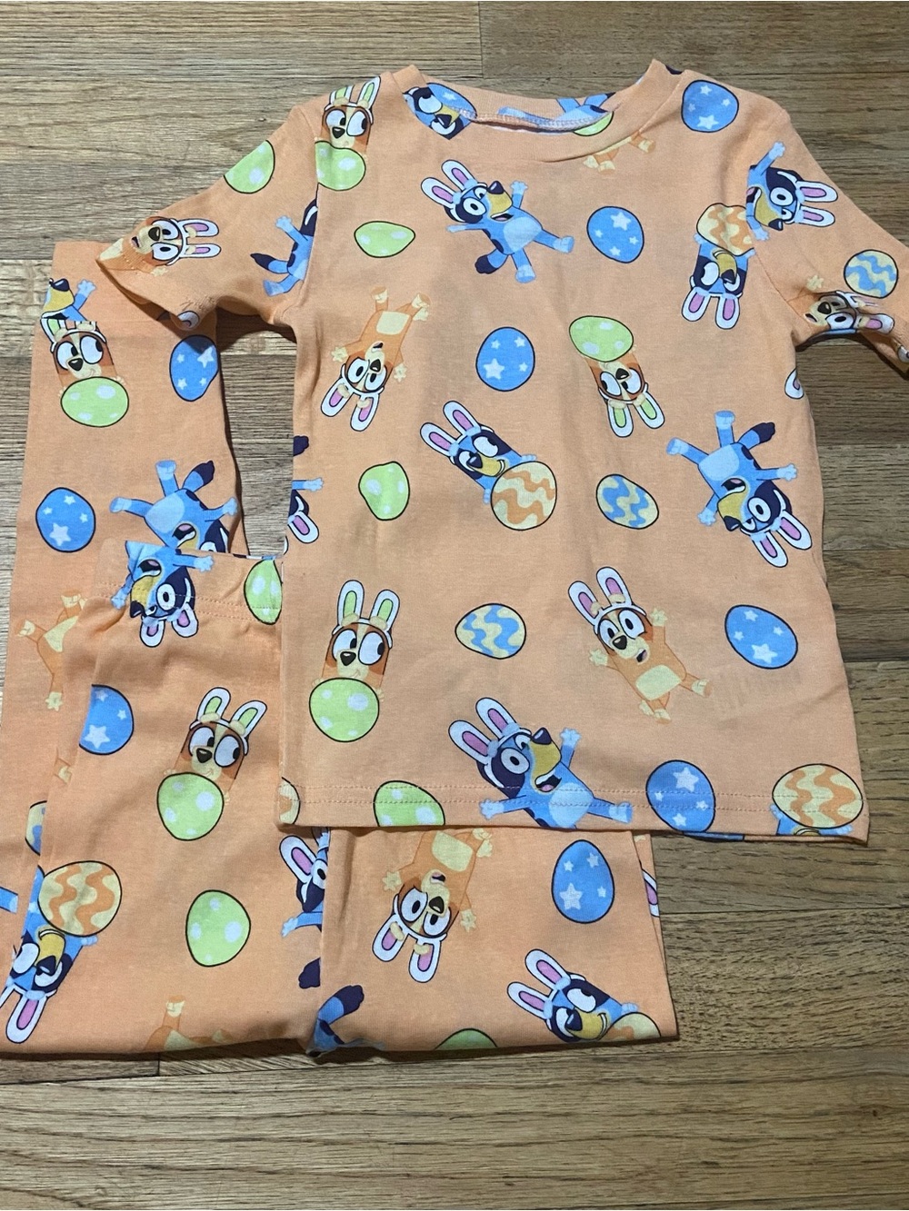 Bluey Easter Snug Fit Pajamas Peach Orange Size 6 NWT Two-Piece